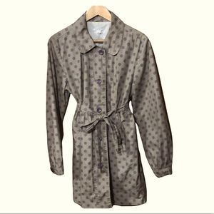 Women’s purple polka dot jacket with belt raincoat Sz 10